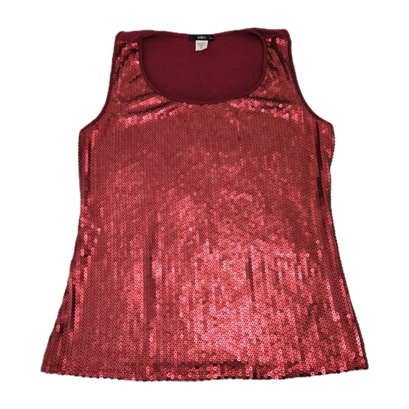 ING+ Full Sequin Tank Top Matte Red Womens Plus 3X Whimsigoth Vampy Witchy Glam - Picture 1 of 11